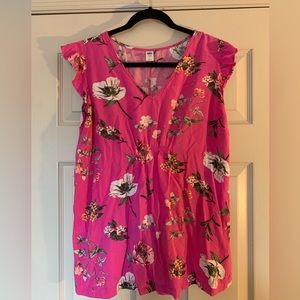 Old Navy Floral Maternity Blouse Large EUC
